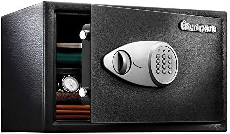 SentrySafe Black Home Safe with Shelf and Digital Keypad, Large Safe for Laptop, Documents, Money, Exterior: 10.6 x 16.9 x 14.6 Inches, X125
