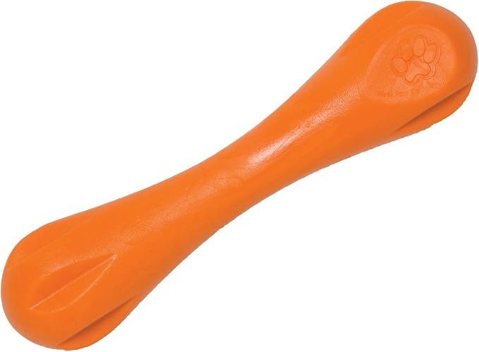 WEST PAW Zogoflex Hurley Dog Bone Chew Toy, Floatable Pet Toys for Aggressive Chewers, Catch, Fetch, Bright-Colored Bones for Dogs, Recyclable, Dishwasher-Safe, Non-Toxic, Large, Tangerine