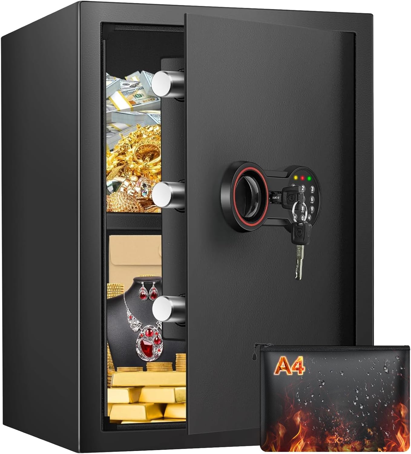 [3.3Cub] Large Home Safe Box with Fireproof Waterproof Bag, 19.7" Tall Safe