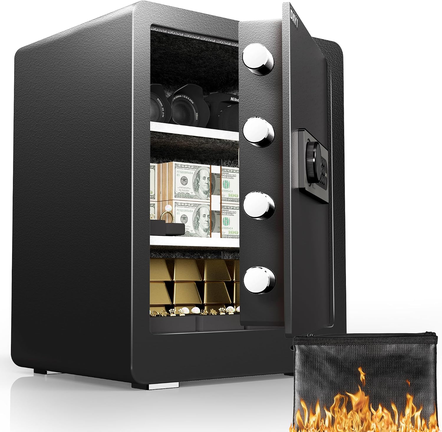 DAYI Safe Box, 2.0 Cu. Ft. Home Safes with Fireproof Bag for Valuables Docs