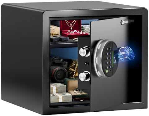 Grimtron 20LB Biometric Safe with Fingerprint Lock, 3-8 Digit PIN