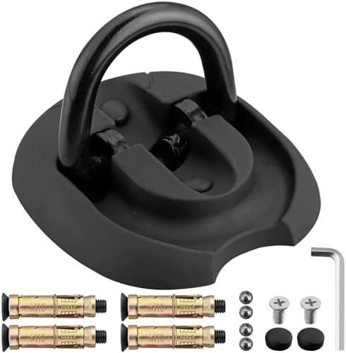 VINTEAM Heavy-Duty Ground Anchor with Spacious Internal Storage for Multiple Chain Locks, Perfect for Motorcycle and Bike Security - Features Reliable Fastening Points and Convenient Foldable Design