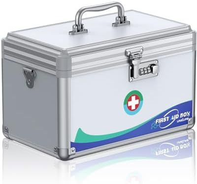 Uniclife Medicine Lock Box,10x6x6.5 in, Medication Lock Box With Code