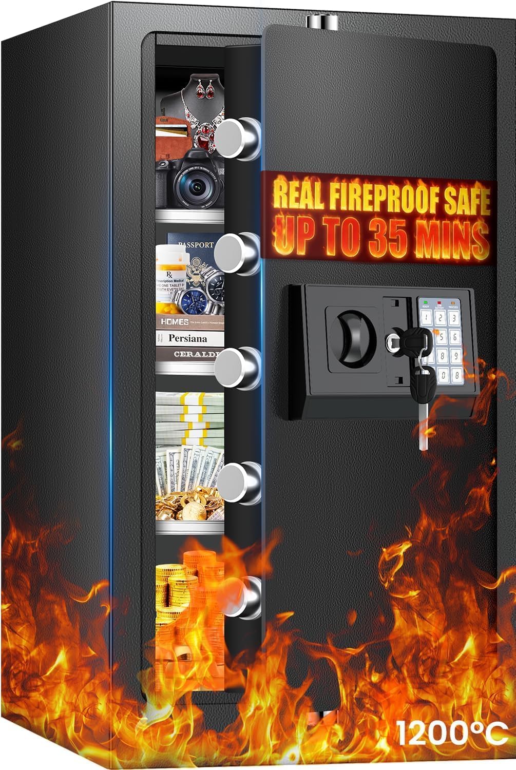  [7.8 Cuft] [𝟑𝟓𝐌𝐢𝐧 𝟏𝟕𝟎𝟎°𝐅] Fire Proof Safe for Home Documents
