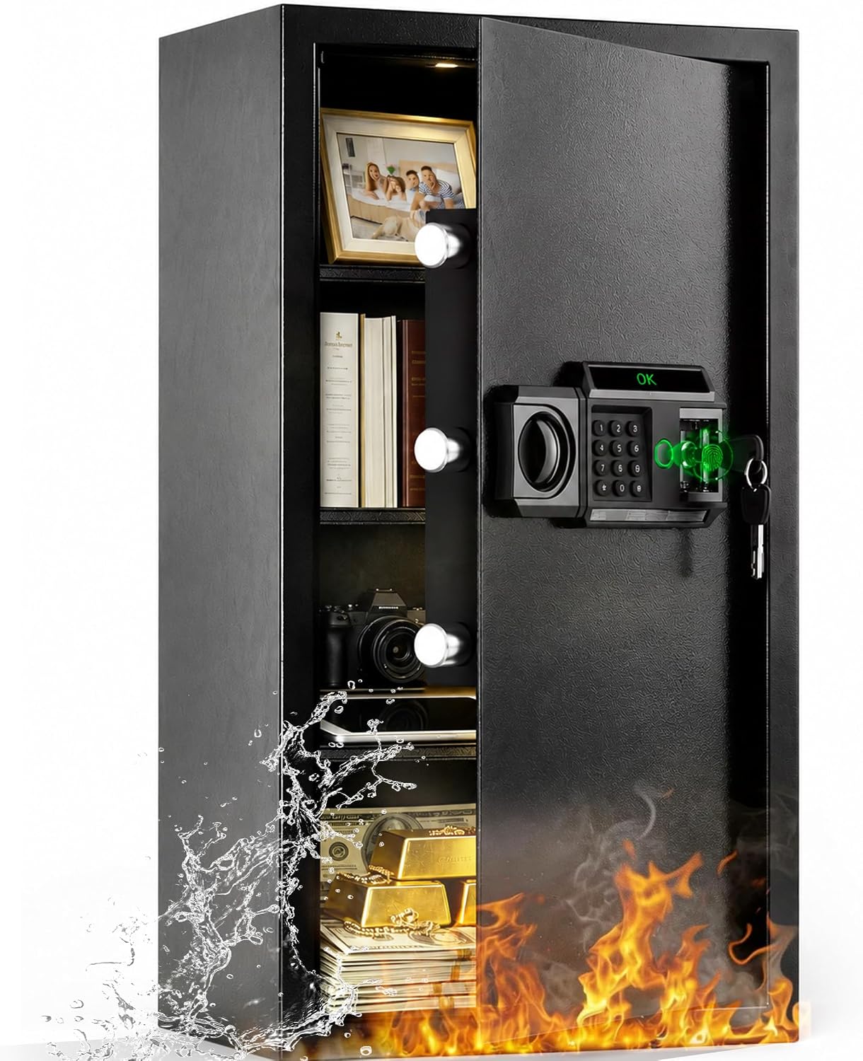 Large Biometric Fireproof Safe, 7.0 Cub Fingerprint Safe for Home Office